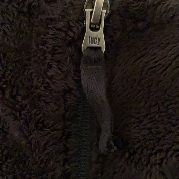 LUCY fluffy black fleece zip jacket with back  bow - Picture 4 of 13